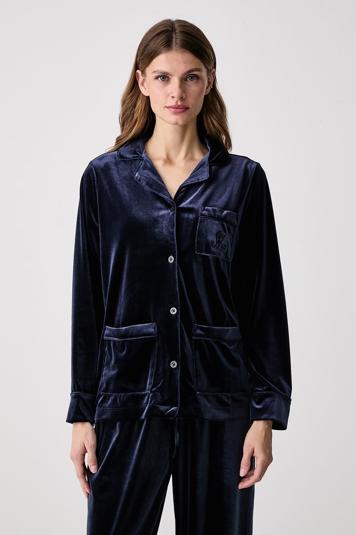 Lauren Ralph Lauren Piżama dwuczęściowa damska welurowa ILN92559 granatowy AW26