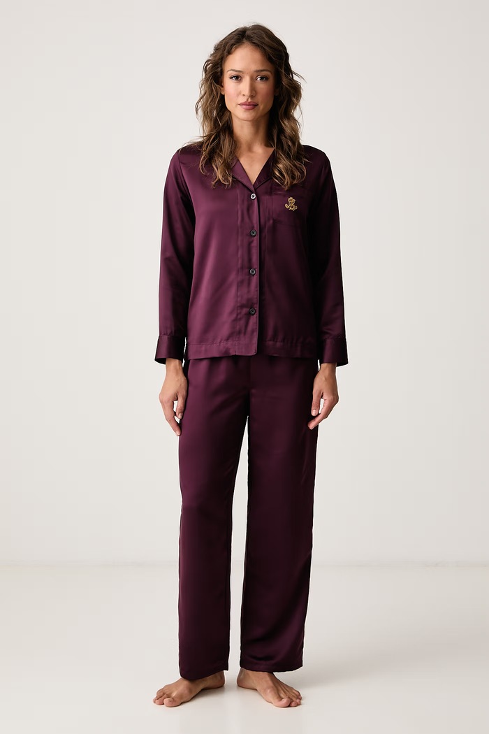 Lauren Ralph Lauren Piżama dwuczęściowa damska bordowy ILN92556