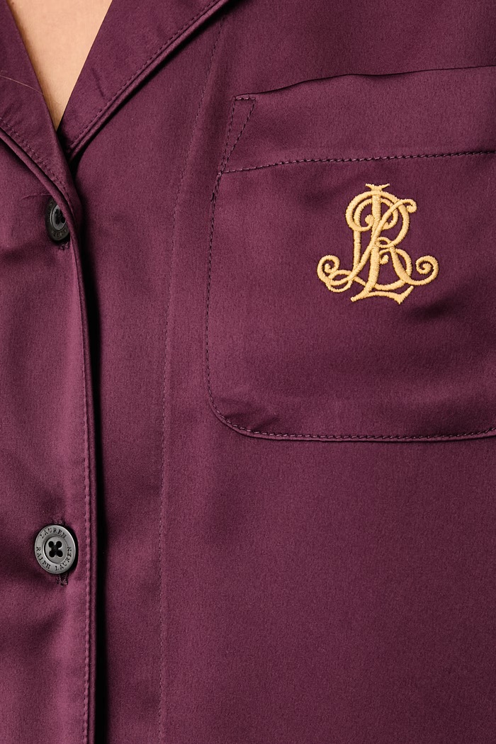 Piżama dwuczęściowa damska Lauren Ralph Lauren bordowy ILN92556