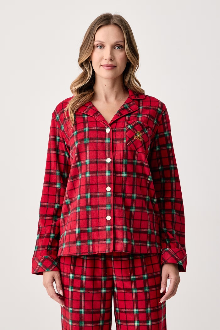 Lauren Ralph Lauren Piżama dwuczęściowa damska polarowa ILN92552F czerwony AW26