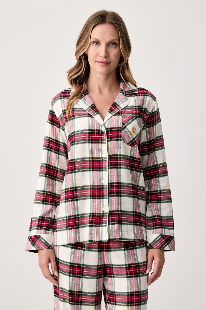 Lauren Ralph Lauren Piżama dwuczęściowa damska z bawełną ILN92551F beżowy AW26