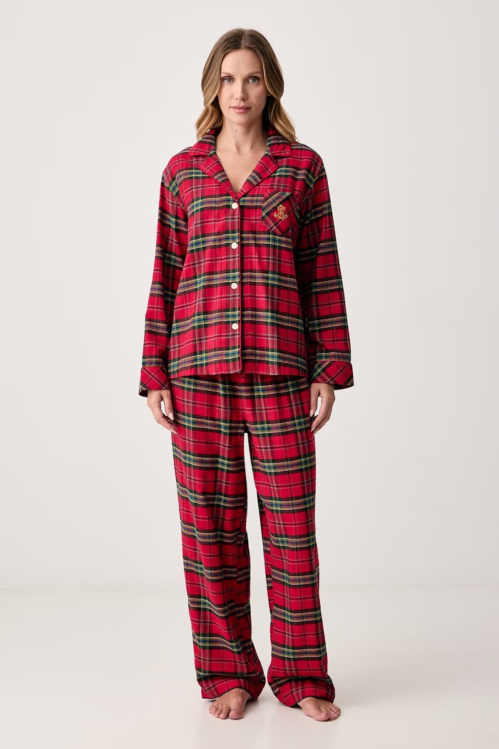 Lauren Ralph Lauren Piżama dwuczęściowa damska z bawełną czerwony ILN92551F
