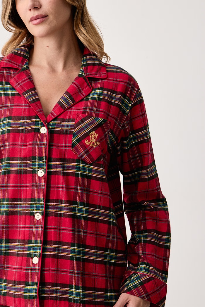Piżama dwuczęściowa damska z bawełną Lauren Ralph Lauren czerwony ILN92551F