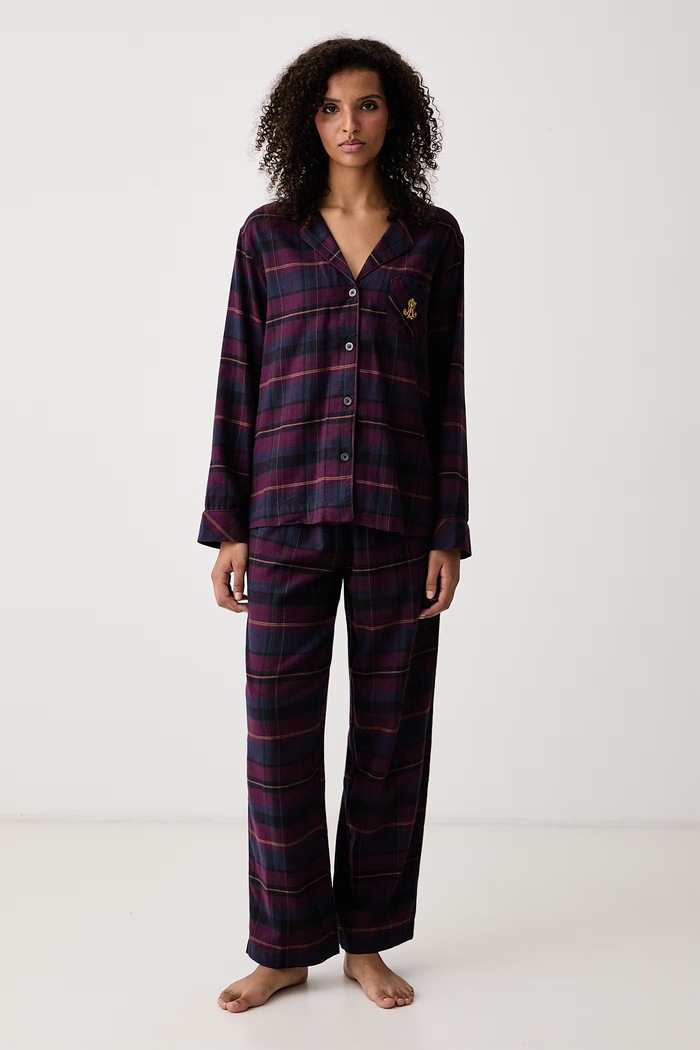 Lauren Ralph Lauren Piżama dwuczęściowa damska z bawełną fioletowy ILN92551F