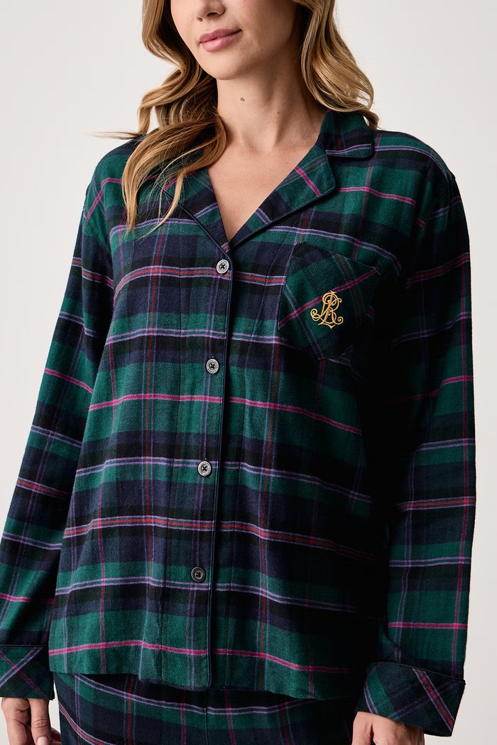 Piżama dwuczęściowa damska z bawełną Lauren Ralph Lauren zielony ILN92551F