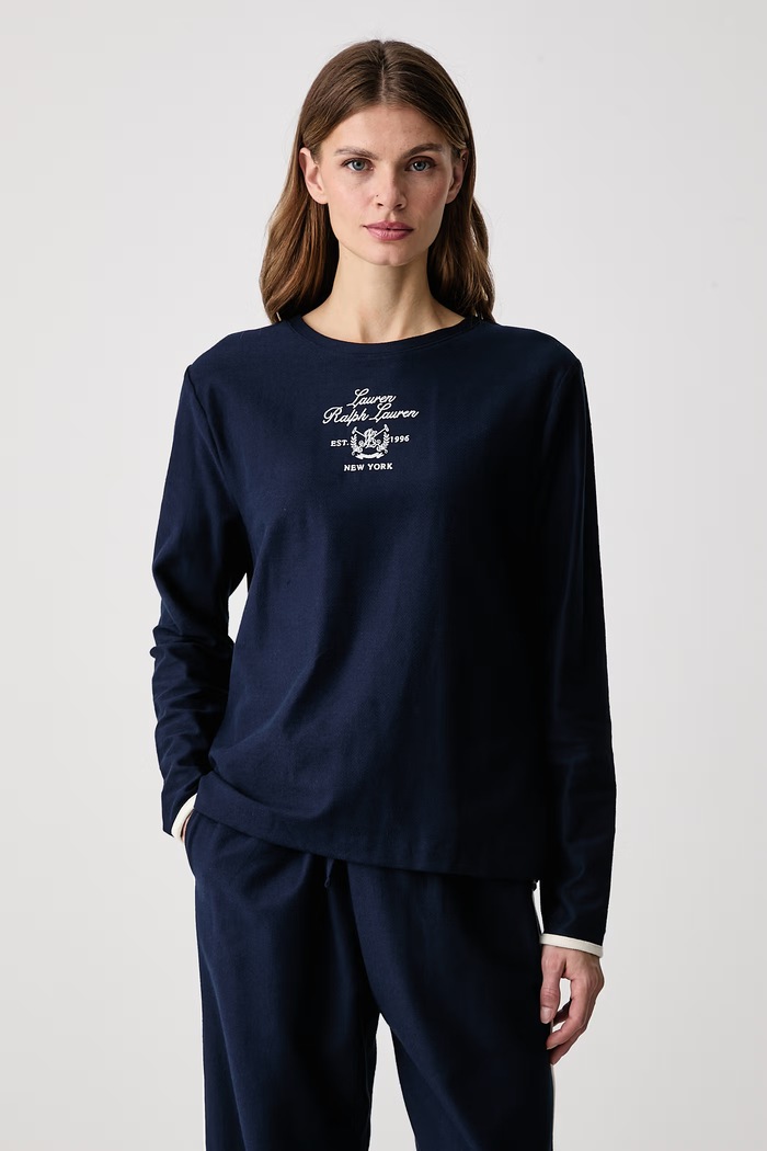 Lauren Ralph Lauren Piżama dwuczęściowa damska bawełniana ILN72568 granatowy AW26