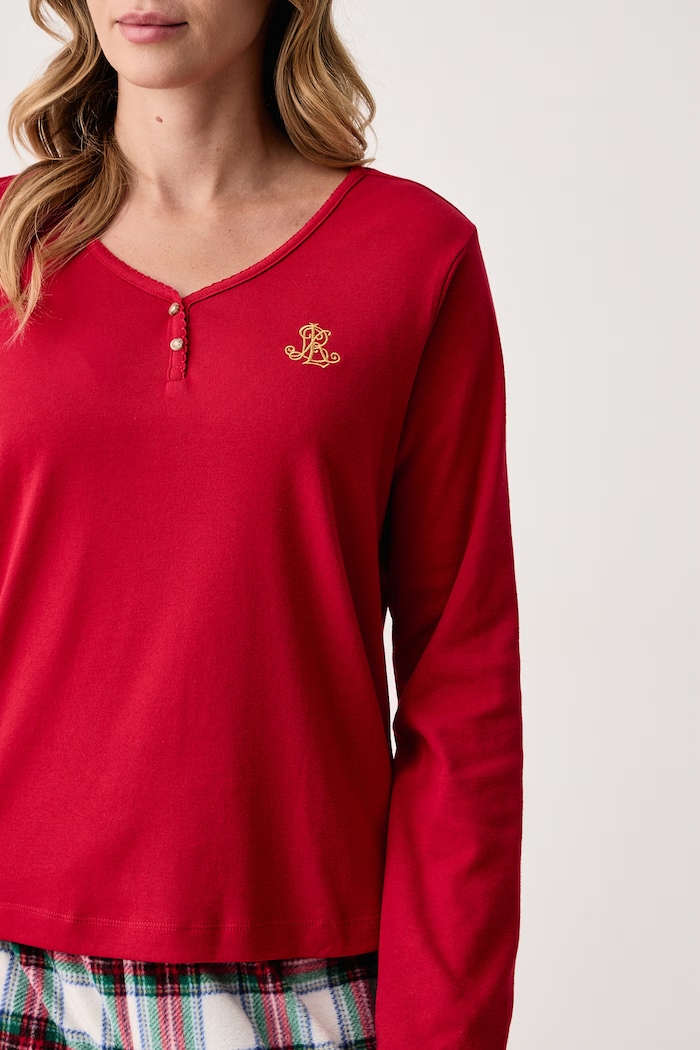 Piżama dwuczęściowa damska Lauren Ralph Lauren czerwony ILN72552F