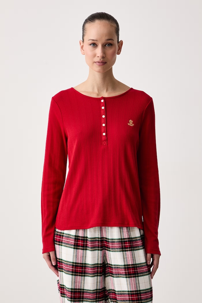 Lauren Ralph Lauren Piżama dwuczęściowa damska z bawełną ILN72551F czerwony AW26