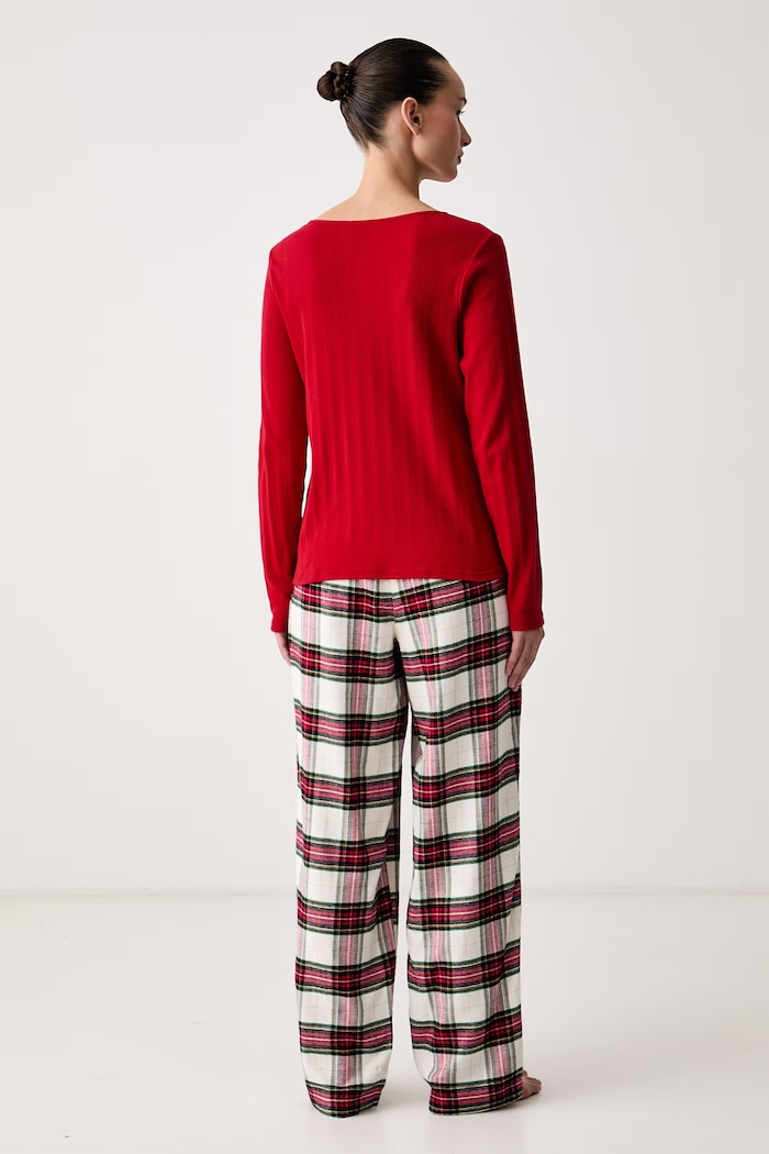 Piżama dwuczęściowa damska z bawełną Lauren Ralph Lauren ILN72551F czerwony