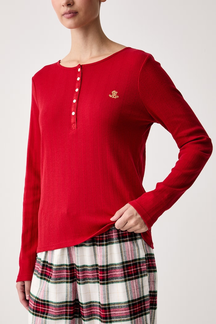 Piżama dwuczęściowa damska z bawełną Lauren Ralph Lauren czerwony ILN72551F