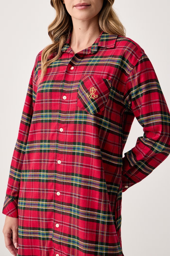 Odzież Lauren Ralph Lauren Koszula piżamowa damska z bawełną ILN32551 czerwony
