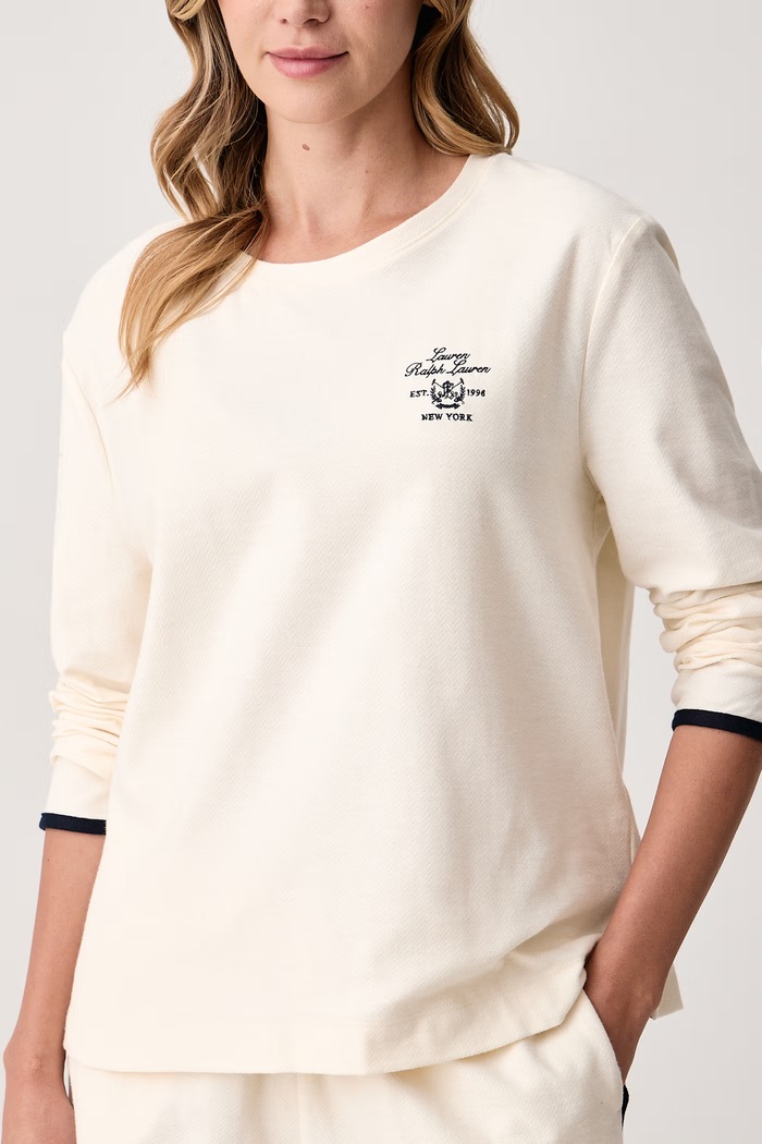 Piżama dwuczęściowa damska bawełniana Lauren Ralph Lauren beżowy ILN12568