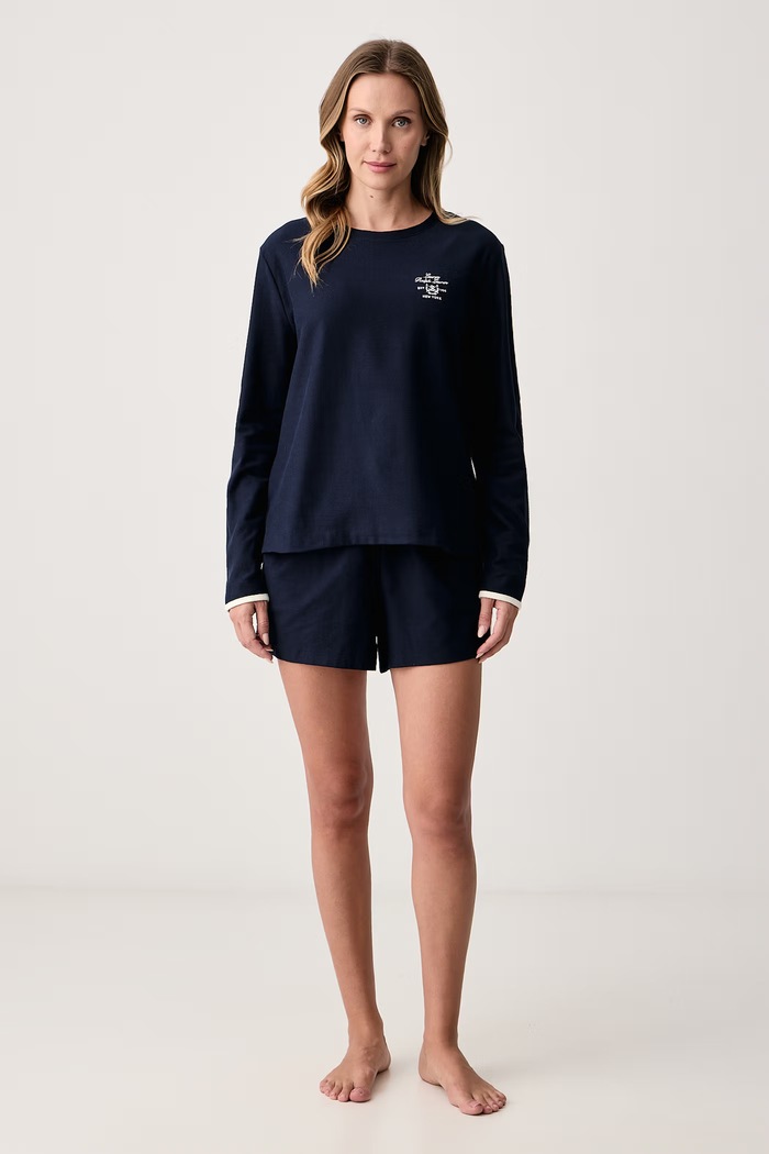 Lauren Ralph Lauren Piżama dwuczęściowa damska bawełniana granatowy ILN12568
