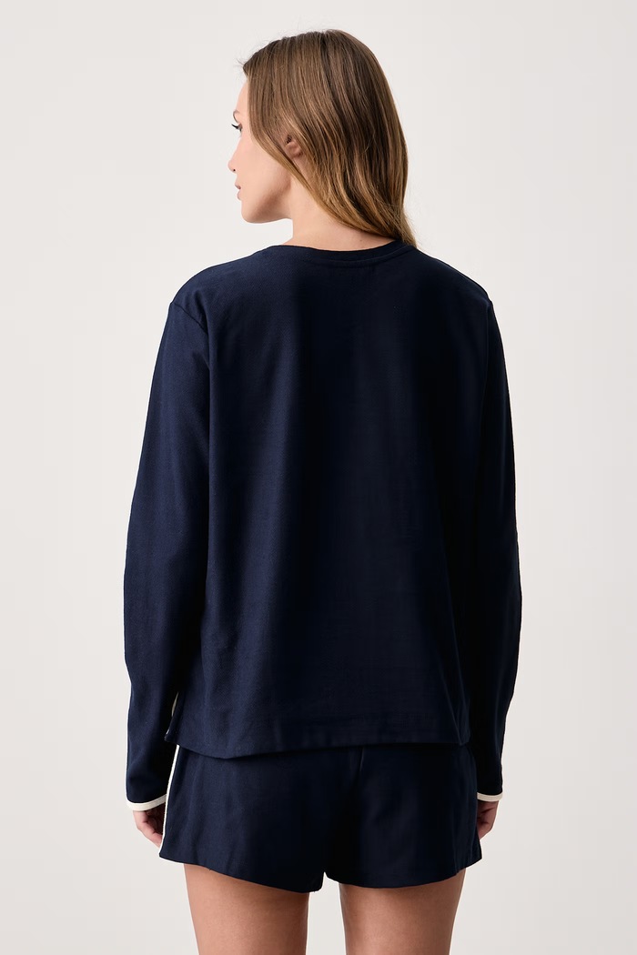 Piżama dwuczęściowa damska bawełniana Lauren Ralph Lauren ILN12568 granatowy