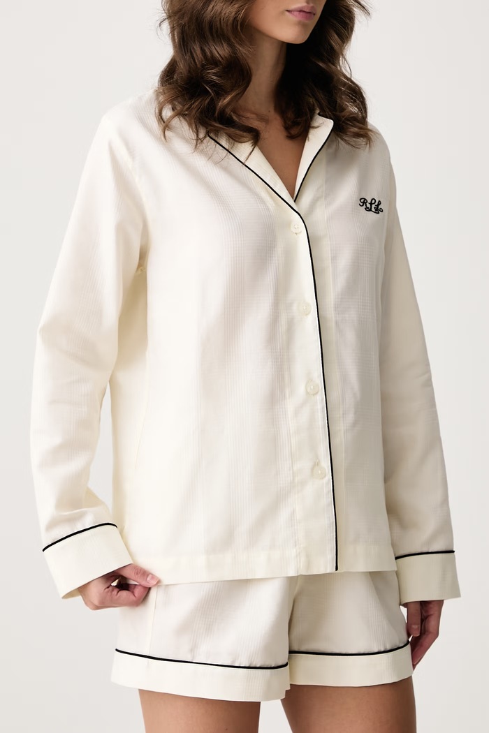 Piżama dwuczęściowa damska bawełniana Lauren Ralph Lauren ILN12555 beżowy