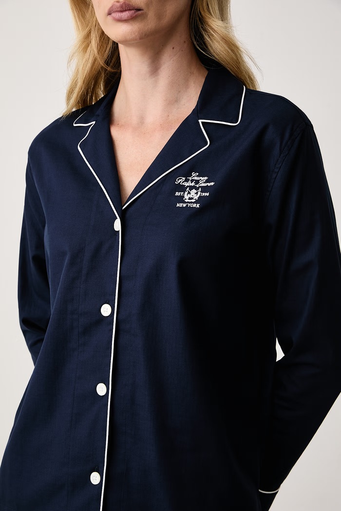 Piżama damska bawełniana Lauren Ralph Lauren granatowy ILN92545