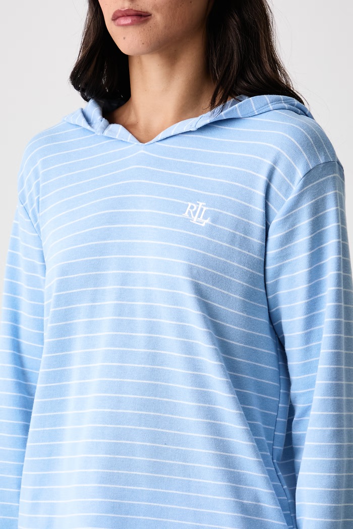 Piżama dwuczęściowa damska z bawełną Lauren Ralph Lauren niebieski ILN72523