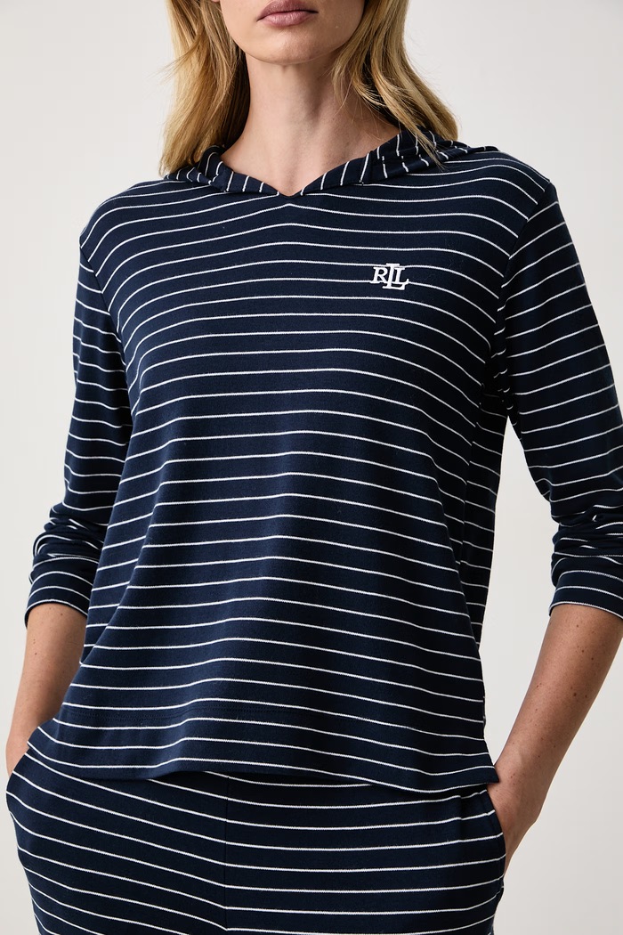 Piżama dwuczęściowa damska z bawełną Lauren Ralph Lauren granatowy ILN72523