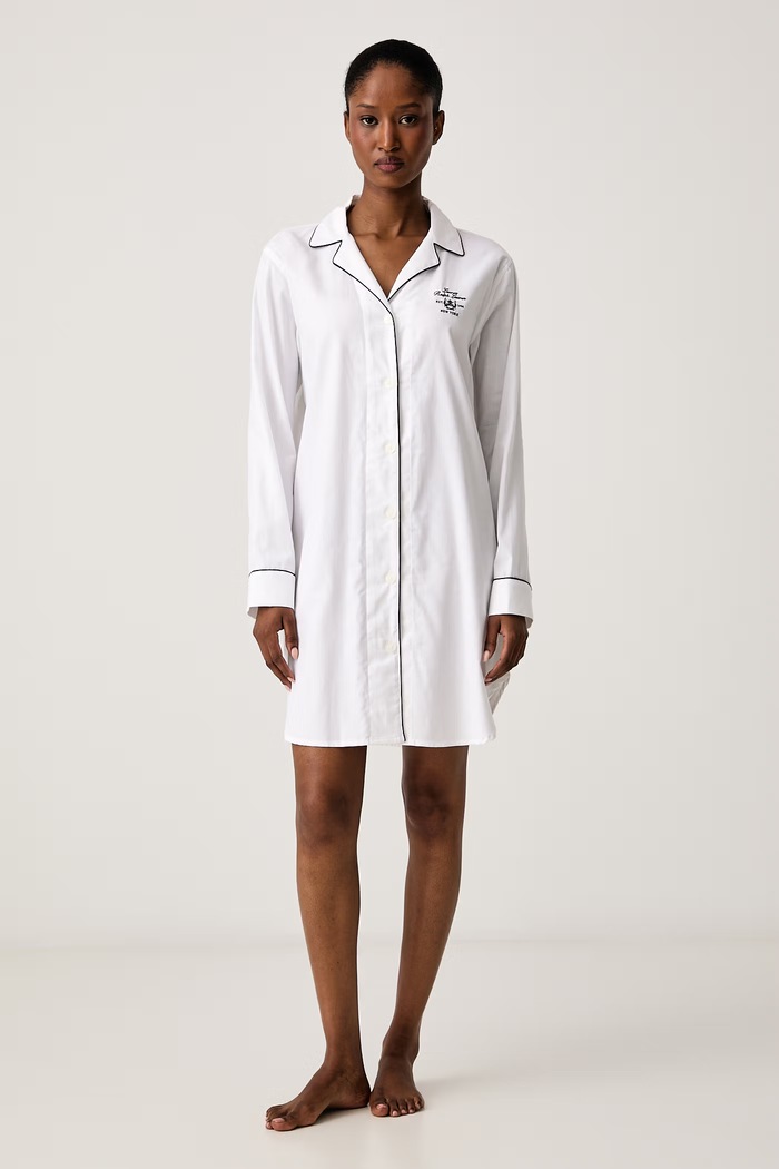 Lauren Ralph Lauren Koszula nocna damska bawełniana biały ILN32545