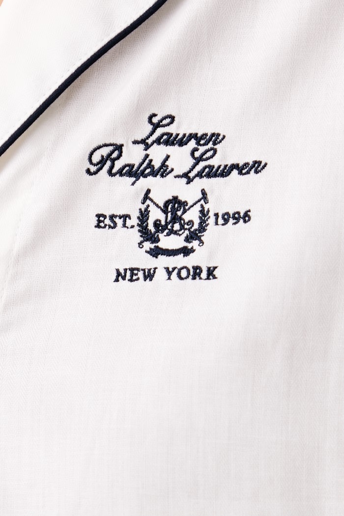 Pijama pentru femei din bumbac Lauren Ralph Lauren alb ILN12545