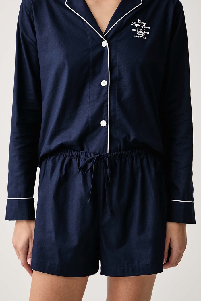 Piżama damska bawełniana Lauren Ralph Lauren ILN12545 granatowy