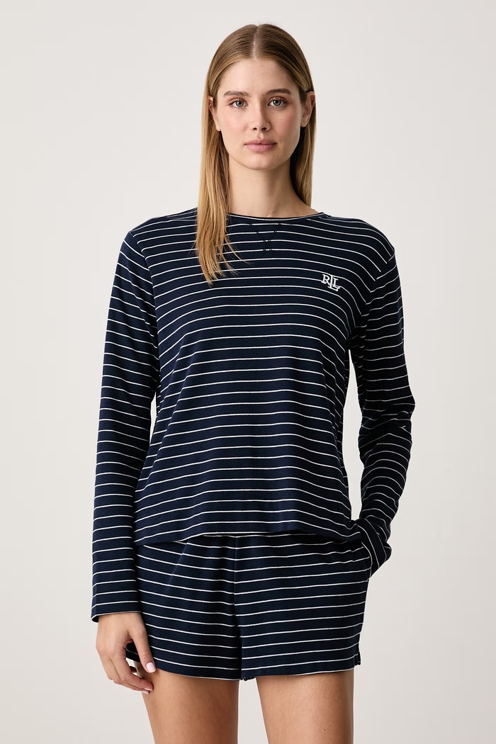 Lauren Ralph Lauren Piżama damska z bawełną granatowy ILN12523