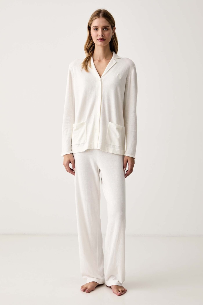 Lauren Ralph Lauren Piżama damska z dodatkiem kaszmiru beżowy ILN92543