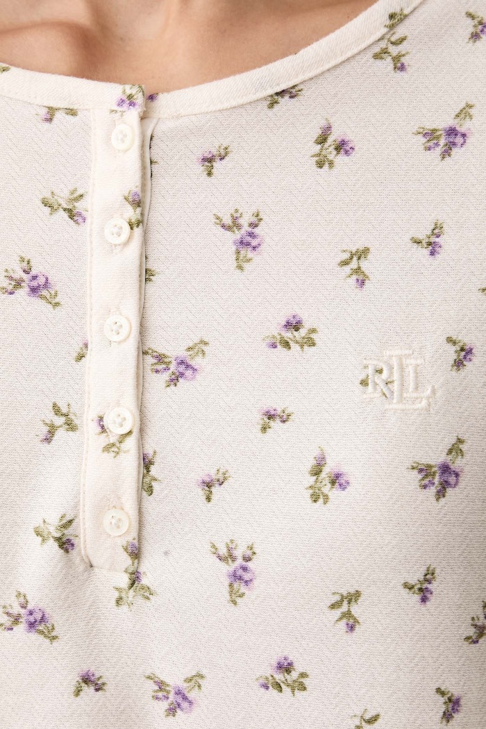 Piżama damska bawełniana Lauren Ralph Lauren ILN12542 beżowy