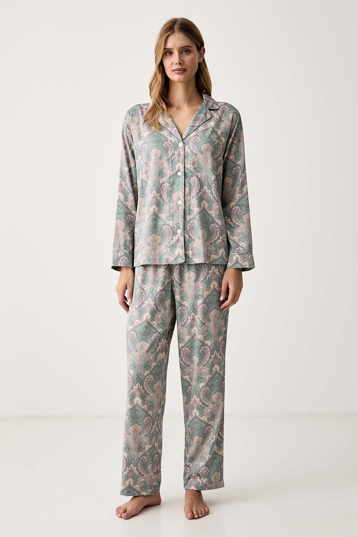Lauren Ralph Lauren Piżama damska z bawełną beżowy ILN92535
