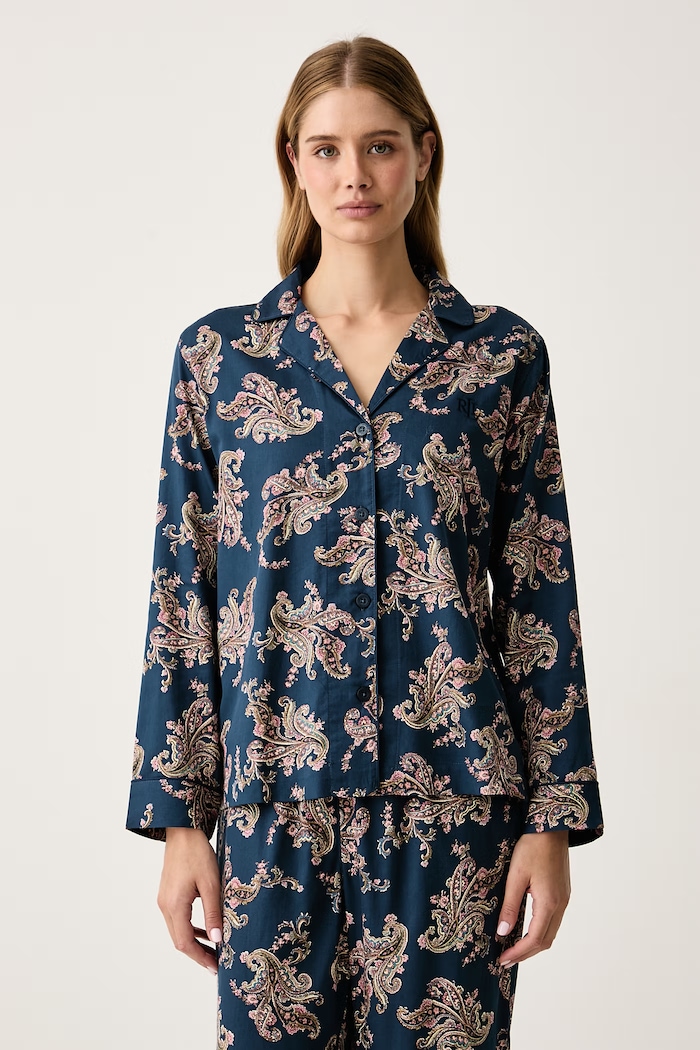 Lauren Ralph Lauren Piżama dwuczęściowa damska z bawełną ILN92529 granatowy AW26
