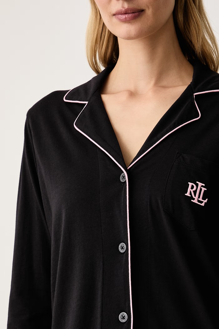 Piżama dwuczęściowa damska z bawełną Lauren Ralph Lauren czarny ILN92528