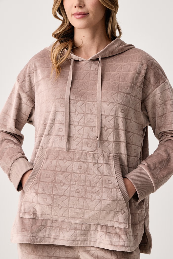 Komplet lounge damski welurowy DKNY beżowy YI90148