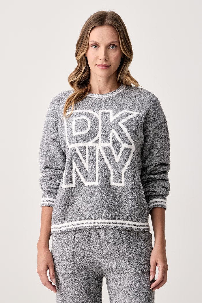 DKNY Piżama dwuczęściowa damska polarowa YI90144 szary AW26