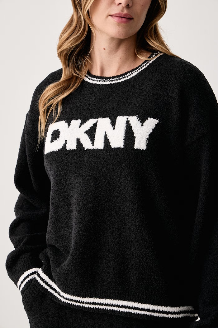 Piżama dwuczęściowa damska polarowa DKNY czarny YI90144