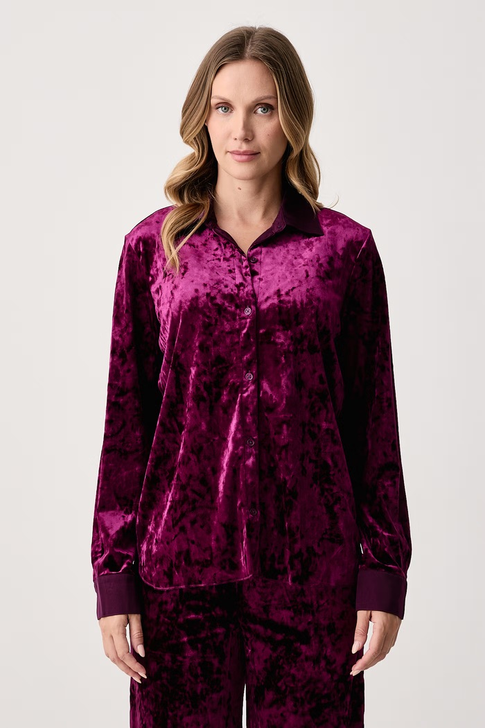 DKNY Piżama dwuczęściowa damska welurowa YI90143 fioletowy AW26