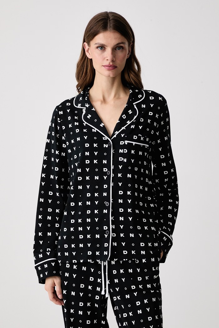 DKNY Piżama damska z wiskozy YI90140F czarny AW26