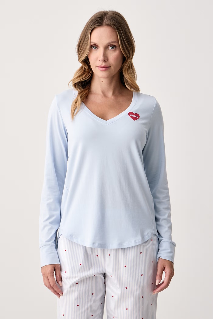 DKNY Piżama dwuczęściowa damska z bawełną YI80152 niebieski AW26