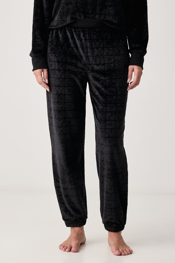 Odzież DKNY Piżama dwuczęściowa damska welurowa YI80148 czarny