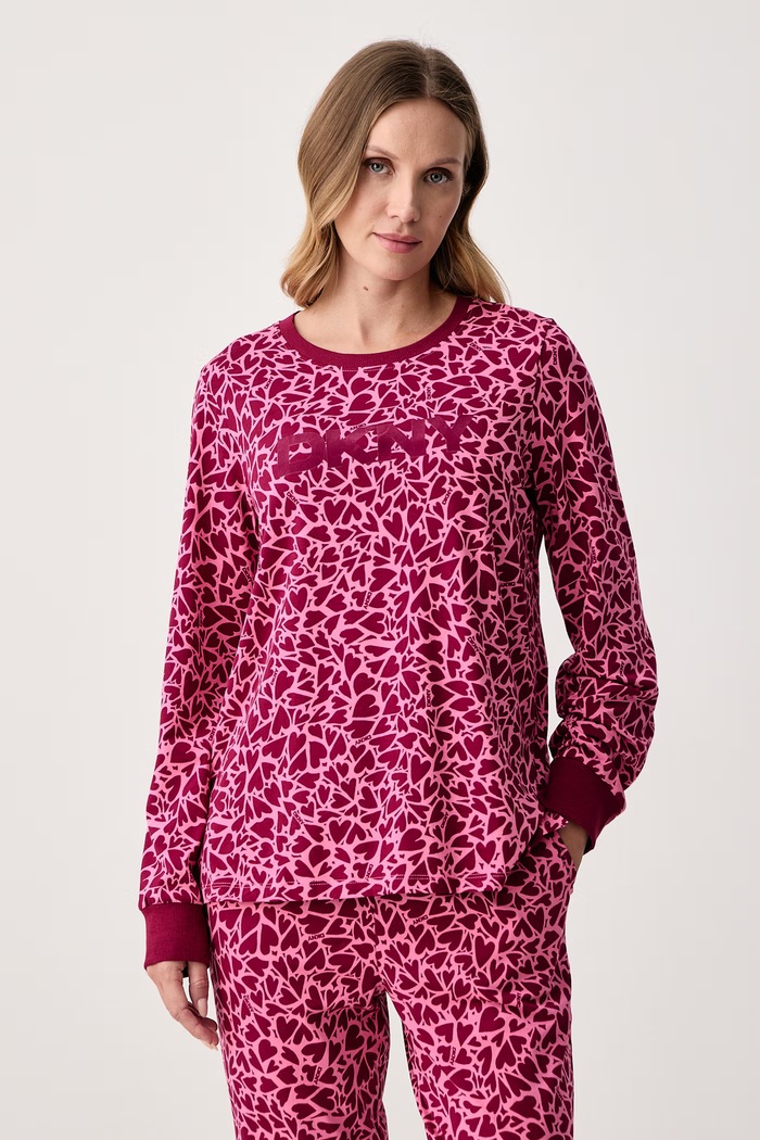 DKNY Piżama dwuczęściowa damska z bawełną YI80140F różowy AW26