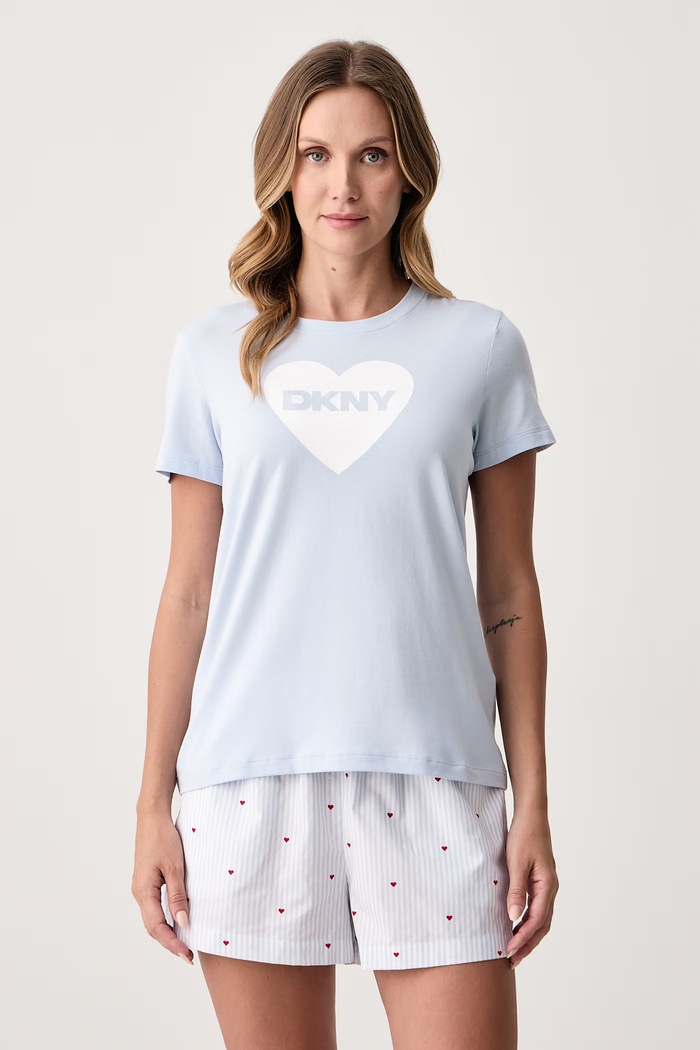 DKNY Piżama dwuczęściowa damska z bawełną YI00152 niebieski AW26