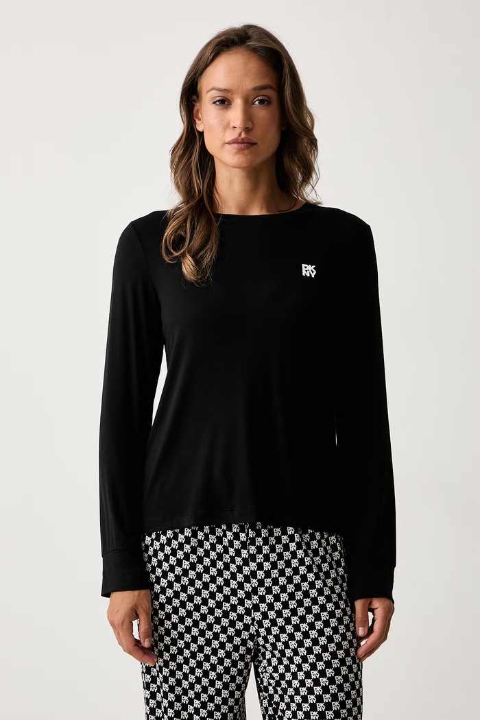DKNY piżama damska z wiskozą YI80058 czarny AW26