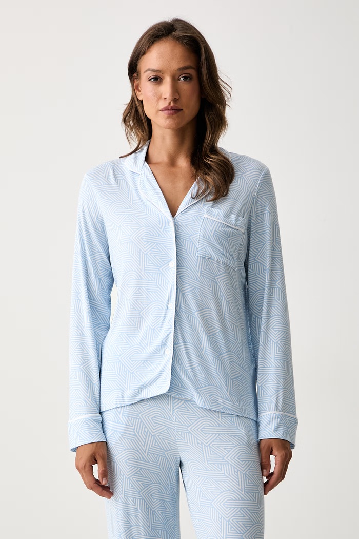 DKNY piżama dwuczęściowa damska z wiskozą YI90058 niebieski AW26