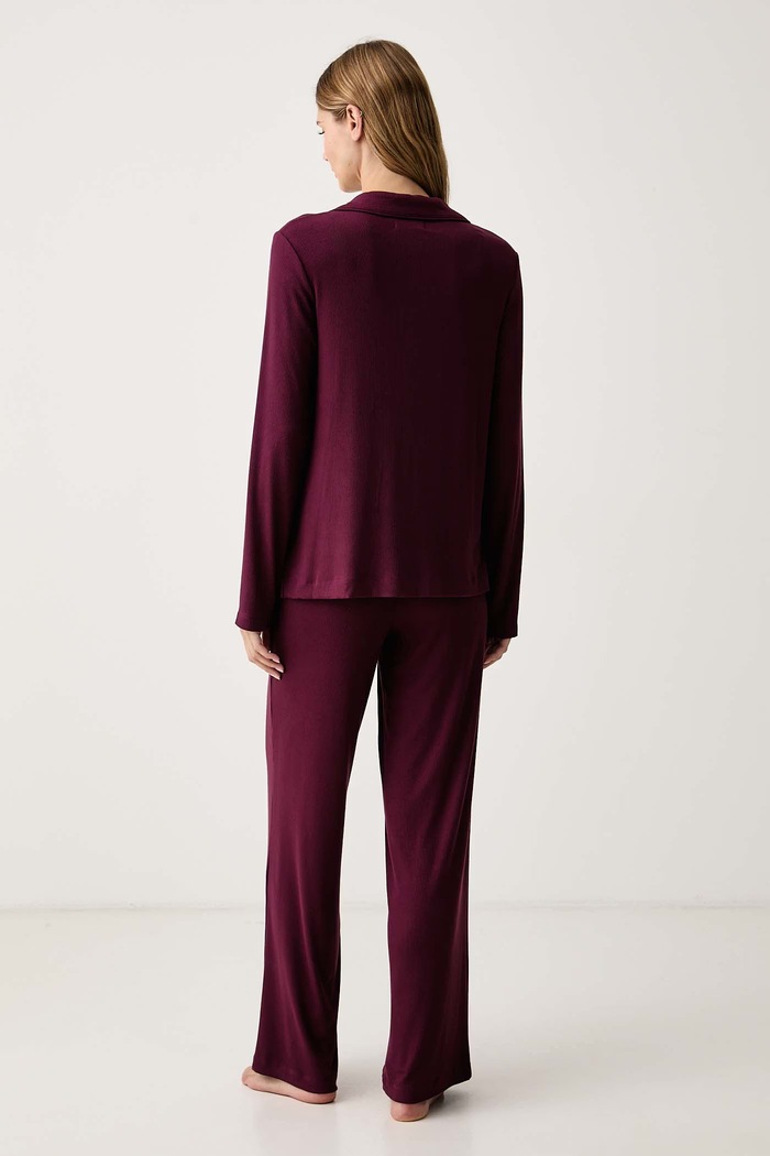 DKNY Piżama damska z wiskozy YI90136 bordowy AW26