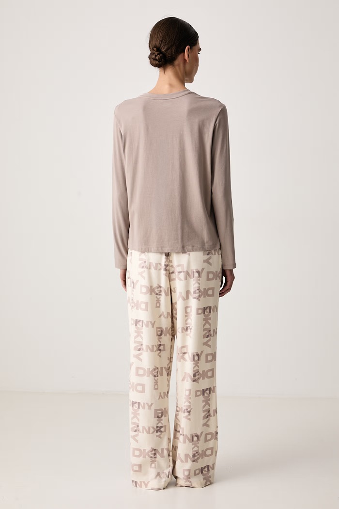 DKNY Pijama pentru femei cu bumbac YI80129 bej AW26