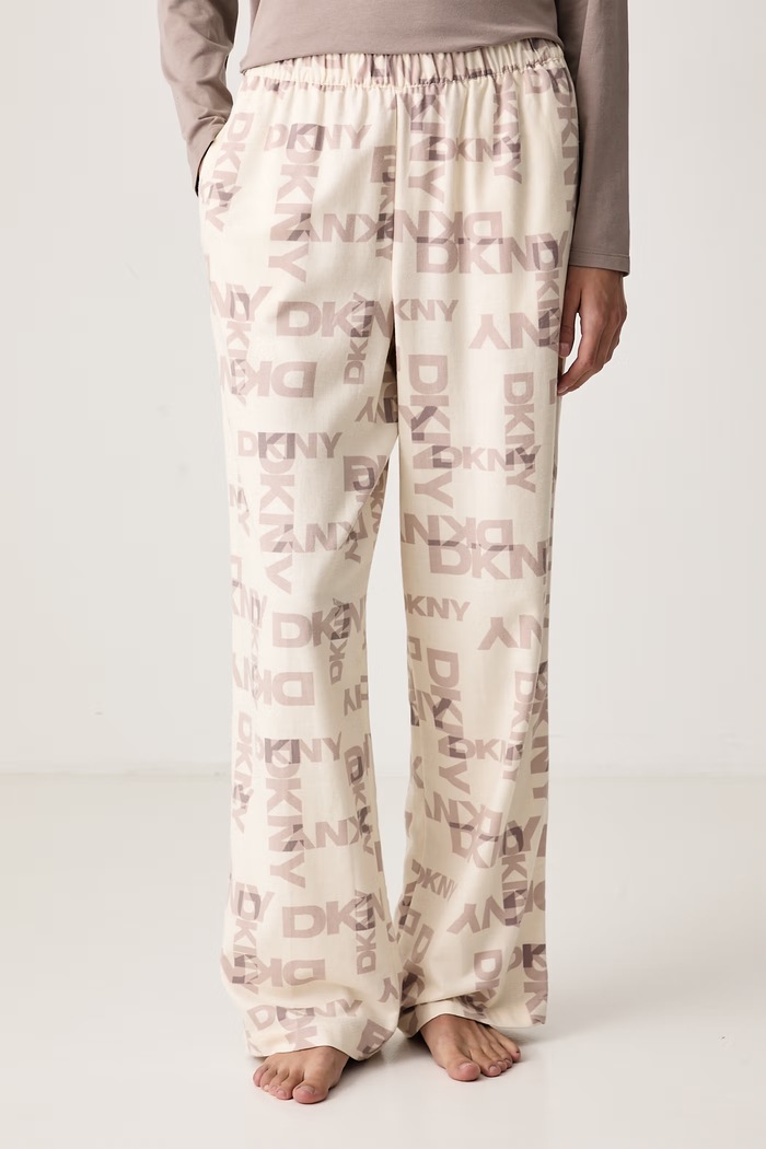 Pijama pentru femei cu bumbac DKNY YI80129 bej