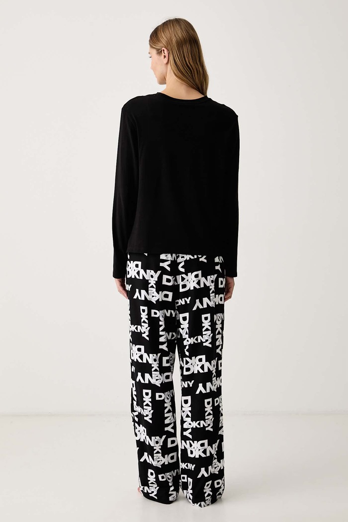 DKNY Piżama damska z bawełną YI80129 czarny AW26