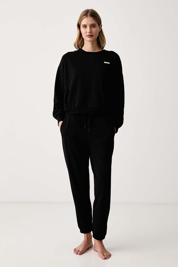 DKNY Piżama damska z bawełną czarny YI80125