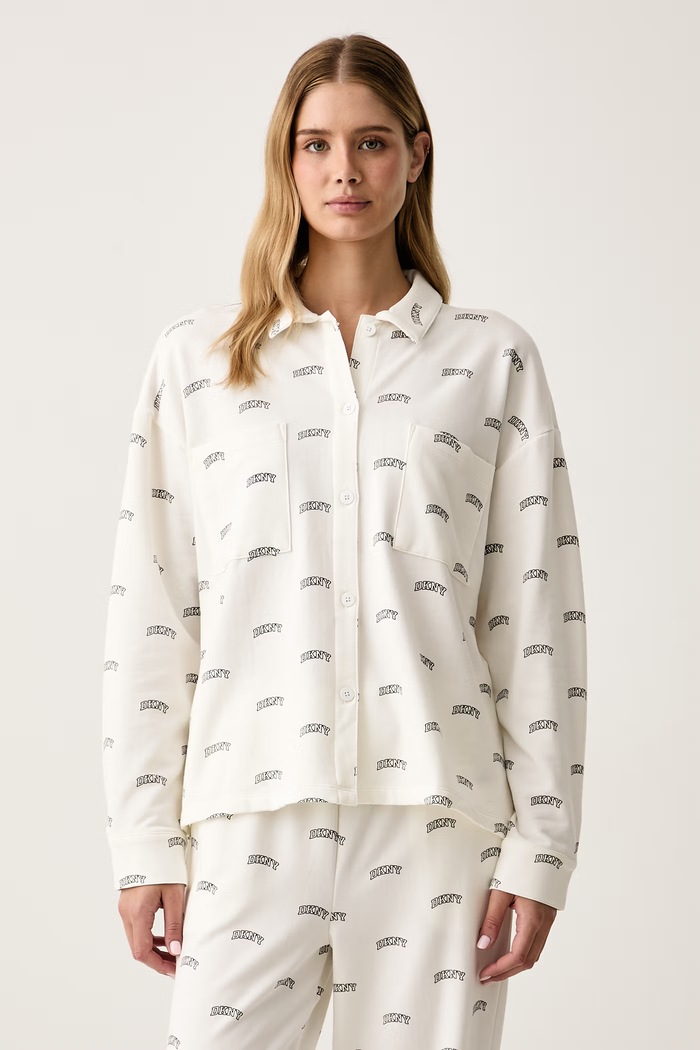 DKNY Piżama dwuczęściowa damska z bawełną YI90125 beżowy AW26