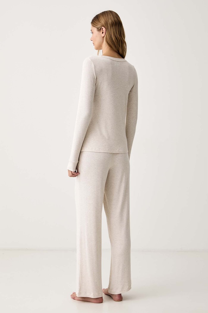 DKNY Piżama damska z wiskozy YI80136 beżowy AW26