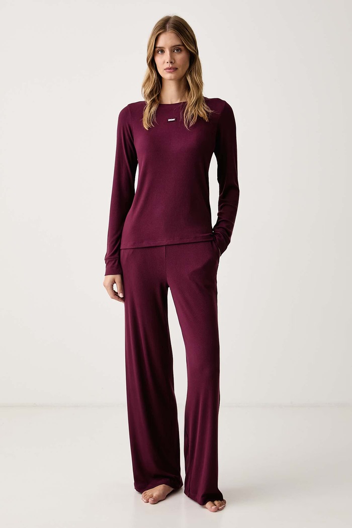 DKNY Piżama damska z wiskozy bordowy YI80136